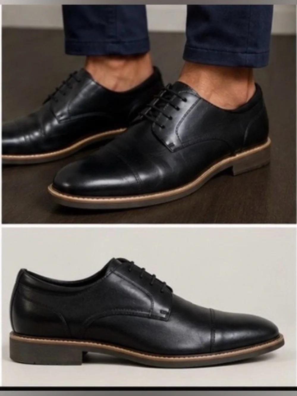 Steve Madden Black Cap Toe Oxford Leather Dress Shoes Men’s Size 10